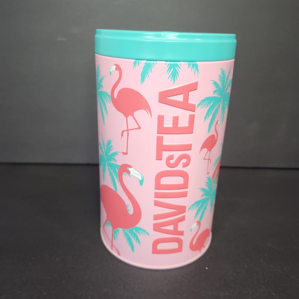 Davids Tea Pink Flamingo Tea Storage Tin Retired